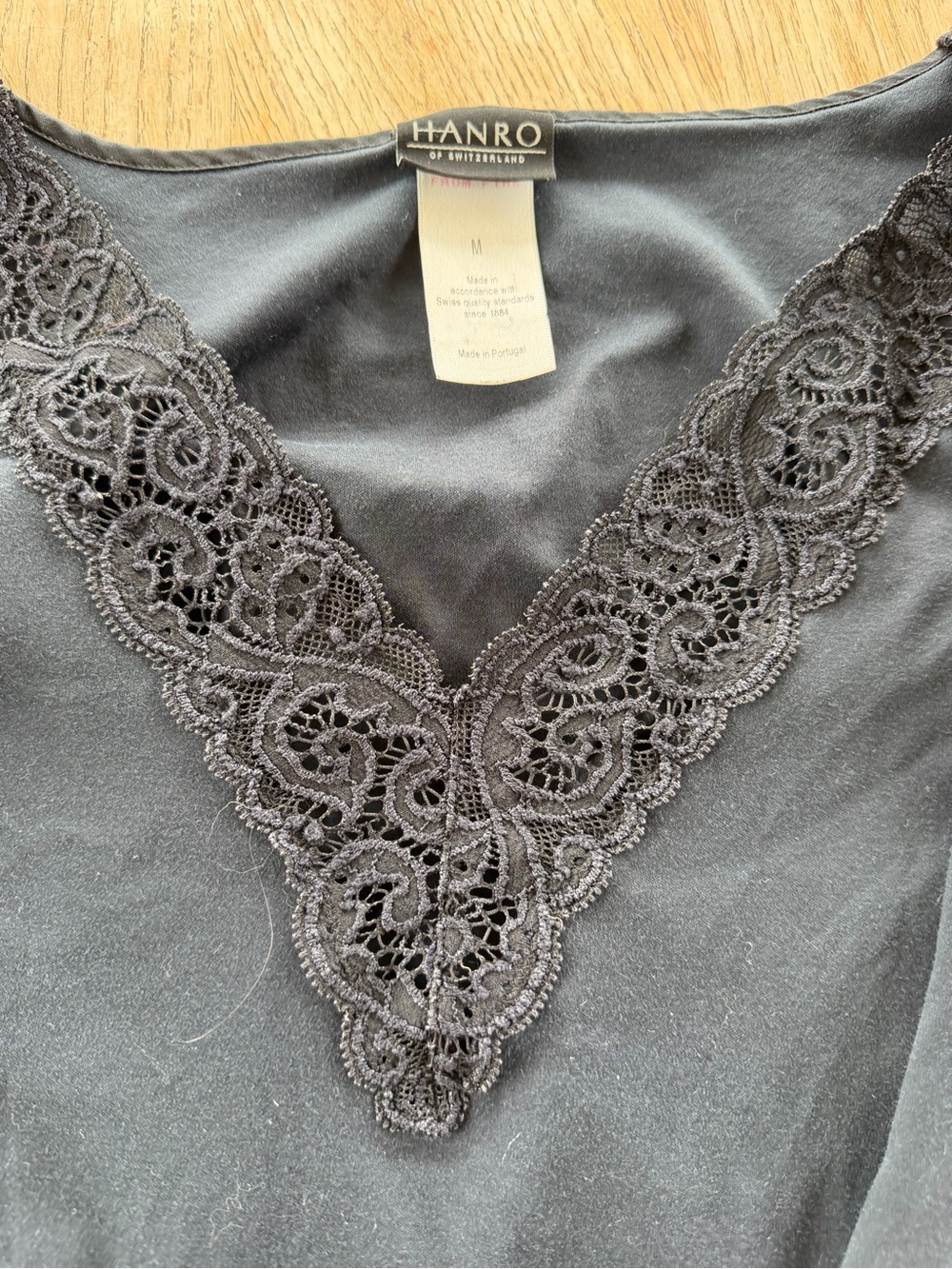 HANRO Lace-Trim V-Neck Nightgown — Black